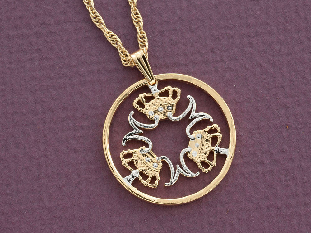 Pendant Denmark Crowns Cut Coin Jewelry