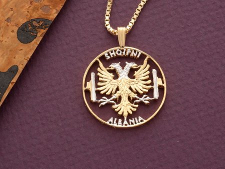 Albanian Eagle Pendant, Hand cut coin, 1" in diameter (#X 929)