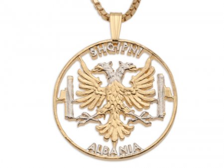 Albanian Eagle Pendant, Hand cut coin, 1" in diameter (#X 929)