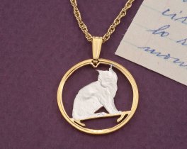 Alley Cat Pendant, Hand cut coin (#R 661)