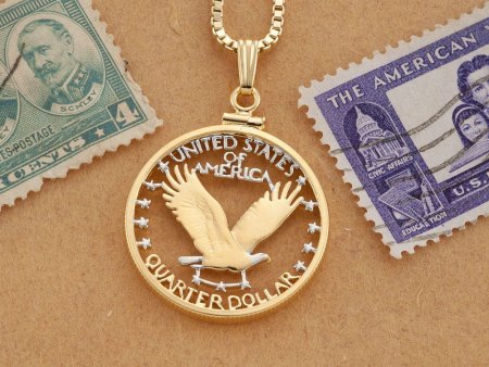 American Bald Eagle Pendant, Hand Cut United States Quarter, ( #X 316 )
