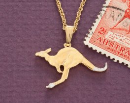Australian Kangaroo Pendant, Hand Cut Australian One Half Penny, 1" in Diameter ( # R 7 )