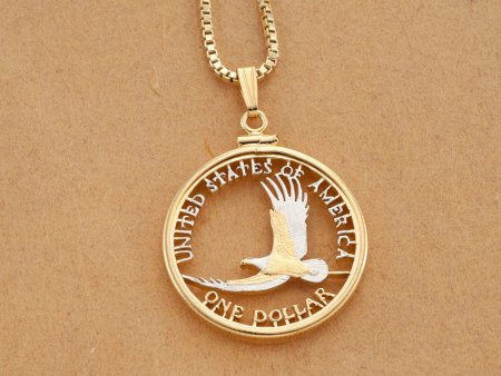 Bald Eagle Pendant, Hand Cut Coin Jewelry ( # 2000BW )