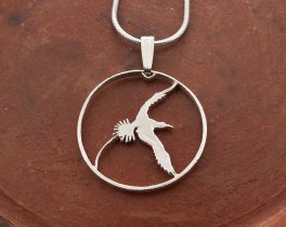 Bermuda Long Tail Pendant, 25 Cent Coin, Hand cut coin, 7/8" in diameter ( #K 38s )