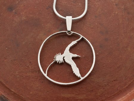 Bermuda Long Tail Pendant, 25 Cent Coin, Hand cut coin, 7/8" in diameter ( #K 38s )