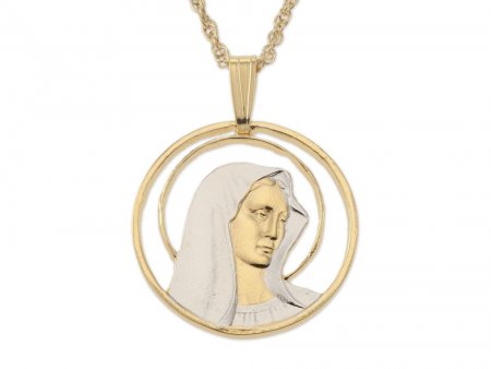Blessed Virgin Pendant, Blessed Virgin Medallion, Hand Cut, 7/8" in Diameter,( #R 527 )