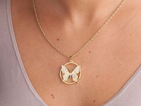 Butterfly Pendant & Necklace, Butterfly Jewelry, Hand Cut Slovakian Coin, ( #R 605 )