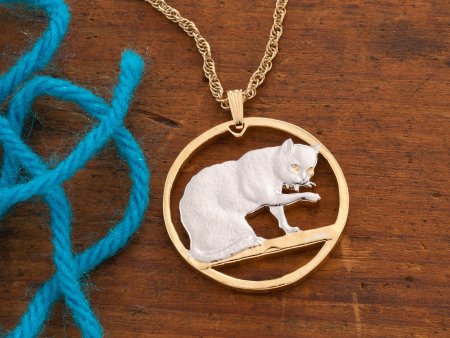 Cat Pendant, British Blue Cat Jewelry, British Blue Cat Pendant, Domestic Cat Jewelry, Coin Pendant, ( #R 732 )