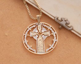 Celtic Cross Pendant & Necklace , Hand Cut Medallion, ( #X 776 )