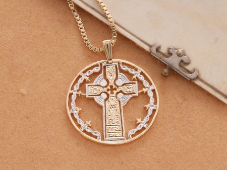 Celtic Cross Pendant & Necklace , Hand Cut Medallion, ( #X 776 )