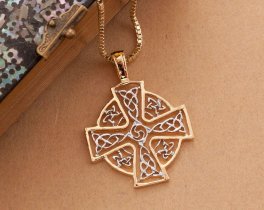 Celtic Cross Pendant & Necklace Hand Cut Medallion, ( #X 905 )