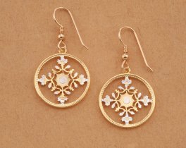 Cherry Blossom Earrings, Japanese Earrings, Floral Earrings, Coin Earrings, Japanese Coin Jewelry, Flower Earrings, Coin earrings, (# 904E)