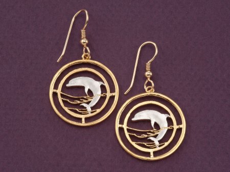 Dolphin Earrings, Dolphin Jewelry, Sea life Earrings, Sea life Jewelry, Coin Jewelry,  ( # 505E )