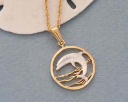 Dolphin Pendant, Dolphin Jewelry, Sea Life Earrings, Sea life Jewelry, Coin Jewelry, Jewelry For Woman, Pendant Necklace, ( #R 505B )