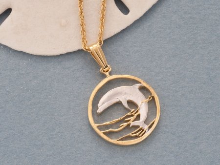 Dolphin Pendant, Dolphin Jewelry, Sea Life Earrings, Sea life Jewelry, Coin Jewelry, Jewelry For Woman, Pendant Necklace, ( #R 505B )