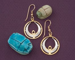 Egyptian Earrings, Egyptian Coin Jewelry, Eternal Life Earrings, Coin Jewelry, Egyptology,  ( # 873E )