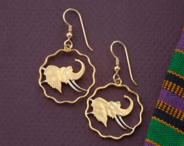 Elephant Earrings, Elephant Jewelry, African Wildlife Jewelry, Wild Life Gifts, Coin Jewelry, ( # 291E)