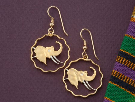 Elephant Earrings, Elephant Jewelry, African Wildlife Jewelry, Wild Life Gifts, Coin Jewelry, ( # 291E)