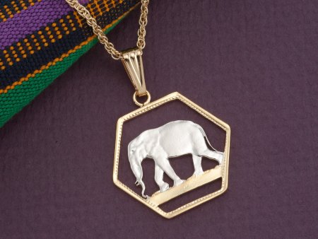 Elephant Pendant, Elephant Jewelry, African Wild Life Jewelry, Elephant Necklace, World Coin Jewelry, 1" in diameter ( #R 306D )