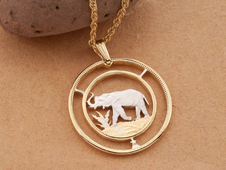 Elephant Pendant, Elephant Jewelry, African Wild Life Jewelry, World Coin Jewelry, Elephant Gifts, 1 1/8" in diameter, ( #R 226D )
