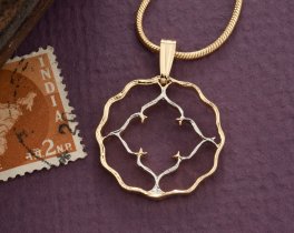 Floral Pendant, Womans Necklace, Womans Necklace, India Coin Jewelry, India Coin Necklace, Jewelry For Woman, Cut Coin Jewelry, ( #K 829 )
