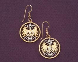 German Eagle Earrings, German Coin Jewelry, Eagle Earrings, Ethnic Earrings , Coin Earrings, Germany Coin Earrings,  Gifts ( # 114E )