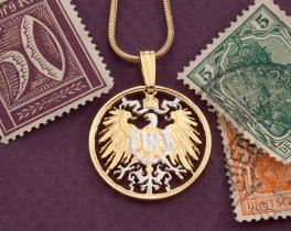German Eagle Pendant, Germany Coin Jewelry, Ethnic Coin Jewelry, Eagle Jewelry, Unique Gift Ideas, Cut Coin Jewelry, ( #K 766 )