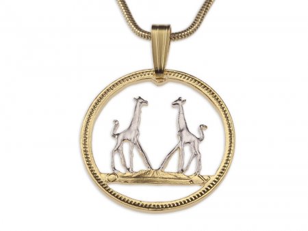 Giraffe Pendant & Necklace, Hand pierced Rhodesia coin, ( #K 266 )