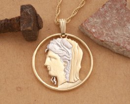 Greek Coin Jewelry, Greek Mythology Jewelry, Greek Pendant Necklace,  Coin Jewelry, Jewelry Coin, Greek God Diana , ( #R 898 )