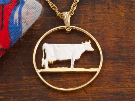 Guernsey Cow Pendant, Guernsey Cow Jewelry, Farm Animal Gifts, Cow Necklace, Gifts For Woman, Cut Coin Jewelry, Coin Jewelry, ( #R 453 )