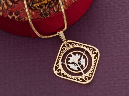 Hibiscus Flower Pendant and Necklace, Hand Cut St. Martin Caribbean Hibiscus Coin, 7/8" in Diameter, ( #K 234 )