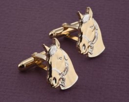 Horse Cuff Links, Hand cut medallion, ( # 694C )