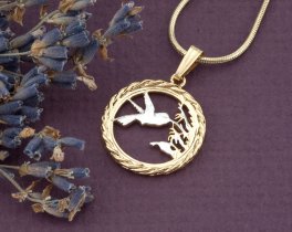 Hummingbird Pendant and Necklace, Trinidad one cent, ( #K 596 )