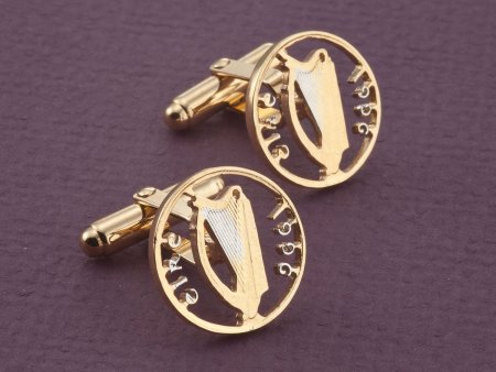 Irish Harp Cuff Links, Ireland Coin Jewelry, Irish Cuff Links, Irish Harp Jewelry, Irish Mens Gifts, Mens Cuff Links, Cuff Links, ( # 159C )