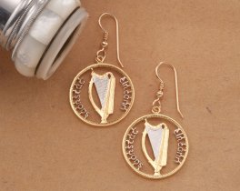 Irish Harp Earrings, Irish Coin Jewelry, Harp Jewelry, Gaelic Earrings, Gaelic Jewelry, Harp Earrings, Irish Earrings,  Earrings, ( # 175E )