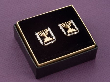 Israel Cuff Links, Menorah Cuff Links, Israel Coin Jewelry, Menorah Jewelry, Hebrew Cuff Links, Hebrew Jewelry, Hebrew Gifts, ( # 188C )