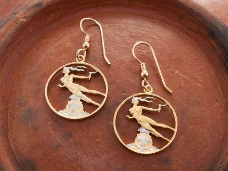 Italian Coin Earrings, Italy 20 Centisimo Coins Hand Cut, 14 Karat Gold and Rhodium plated,14K G/F Ear Wires , 3/4" in Diameter, ( # 199E )