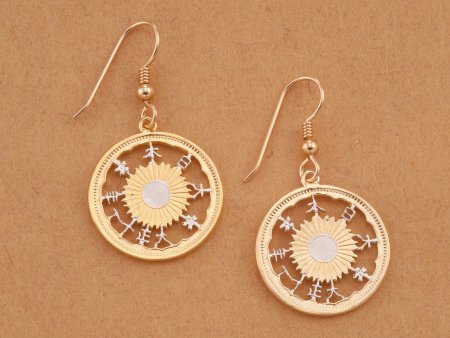 Japanese Coin Jewelry, Japanese Earrings, Oriental Earrings, Oriental Jewelry, Cut Coin Earrings, Coin Earrings, (# 903E)