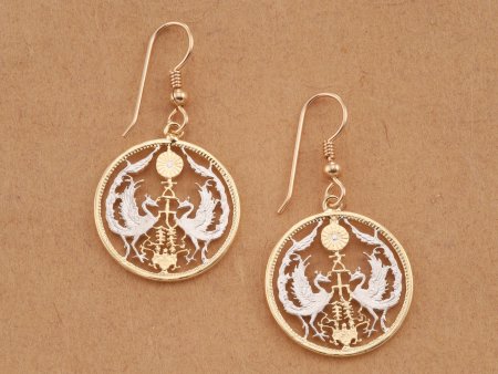 Japanese earrings, World Coin Jewelry, Coin Earrings,  Eternal Life Earrings, ( # 219E )