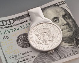 Kennedy Half Dollar Money Clip. United States Half Dollar coin, 1 1/4" in Diameter ( # 319SUM )