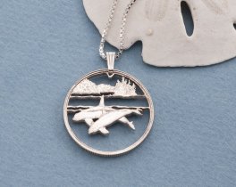 Killer Whale Pendant and Necklace, Canadian Killer Whale Coin jewelry, Killer Whale Jewelry, Sea Life Jewelry, 1" diameter, ( #X 676S )