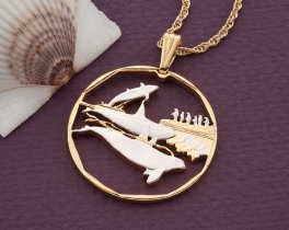 Killer Whale Pendant, Killer Whale Jewelry, Killer Whale Necklace, Whale Jewelry, Sea Life Jewelry, 1 1/4" in diameter, ( #R 407D )