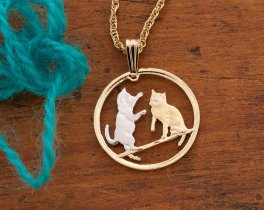 Kitten Pendant, Kitten Necklace, Tonkinese Cat Necklace, Isle Of Man Coin Jewelry, Cat Jewelry, Cat Necklace,  ( #R 803 )