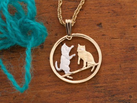 Kitten Pendant, Kitten Necklace, Tonkinese Cat Necklace, Isle Of Man Coin Jewelry, Cat Jewelry, Cat Necklace,  ( #R 803 )