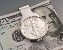 Lady Liberty Money Clip, United States Walking Liberty Half Dollar, 1 1/4" in Diameter, ( # 323SUM )