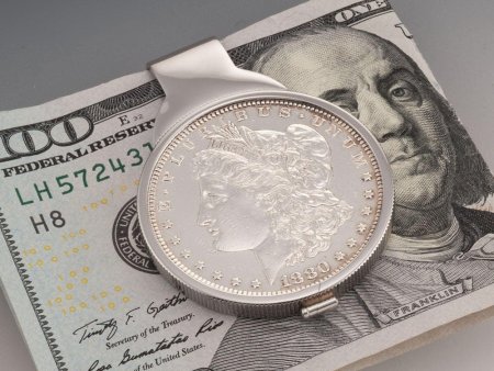 Lady Liberty Silver Money Clip, United States Morgan Dollar, 1 1/2" in Diameter, ( # 324SUM )