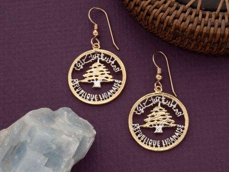 Lebanese Tree Earrings, Lebanese Jewelry, Cedar Tree earrings, Ethnic Jewelry, Gifts Ideas, Unique Gifts, Coin Jewelry, ( # 930E )