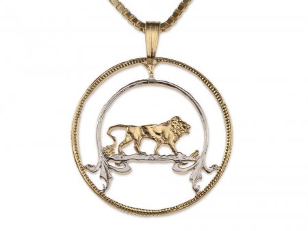 Lion Pendant and Necklace, East Africa One Shilling Hand Cut ( #X 576)
