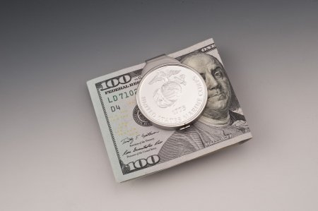 Marine Money Clip, United States Marine Money Clip, Military Money Clips Marine Challenge Coin, 1 1/2" in diameter, ( # MSUSM )