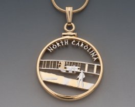 North Carolina State Quarter Pendant, Hand Cut United States coin, 1" in Diameter ( #K 2012 )